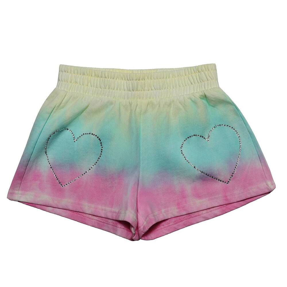 NEW MIA kids' rhinestone heart shorts in tie dye